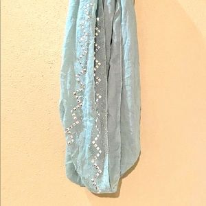 Blue green scarf with silver studs